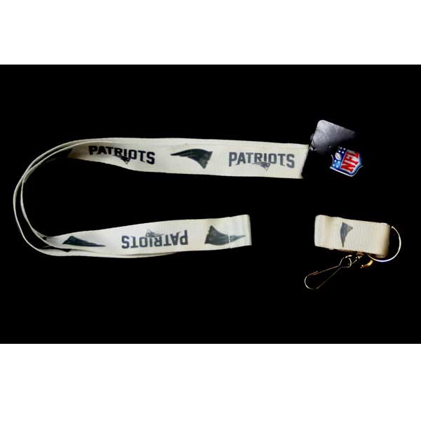 New England Patriots Lanyards - White Glacier Style - 6 For $18.00 - Wholesale New England Patriots - Patriots Merchandise