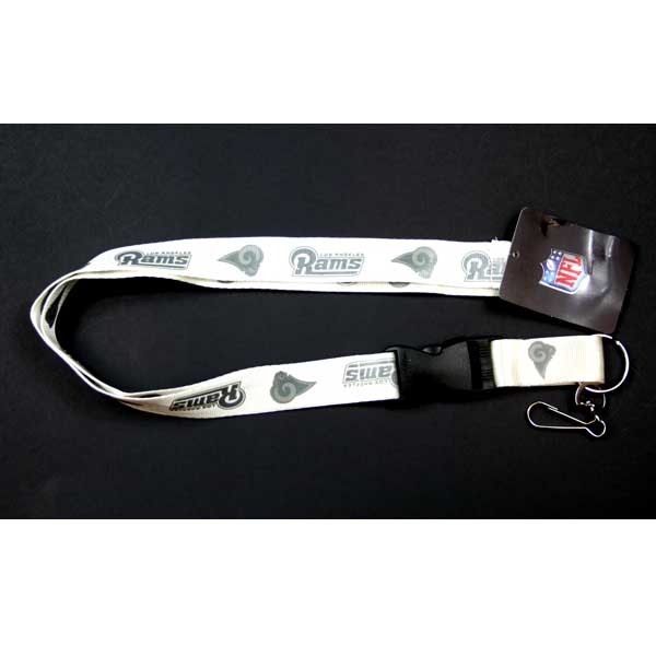 Los Angeles Rams Lanyards - White Glacier Style - 6 For $18.00 - Wholesale Los Angeles Rams Products - Rams Merchandise