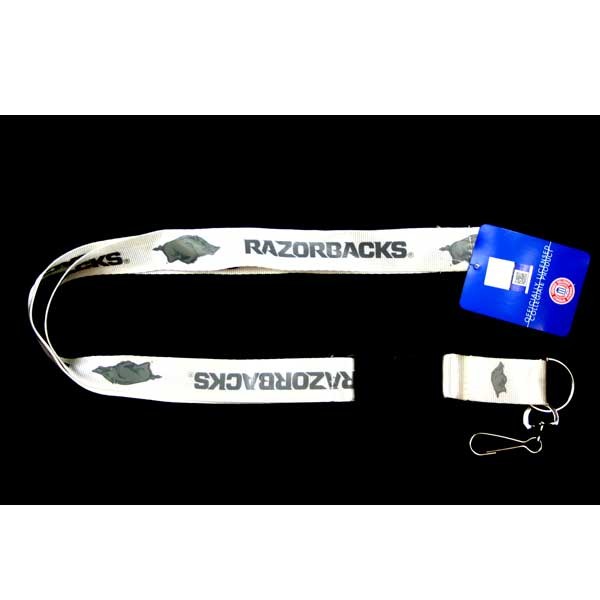 Arkansas Razorbacks Lanyards - White Glacier Style - 6 For $18.00 - Arkansas Razorbacks