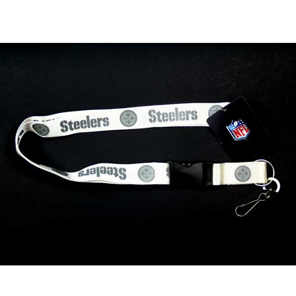 Pittsburgh Steelers Lanyards - White Glacier Style - 6 For $18.00 - Wholesale Pittsburgh Steelers Product - Steelers Merchandise