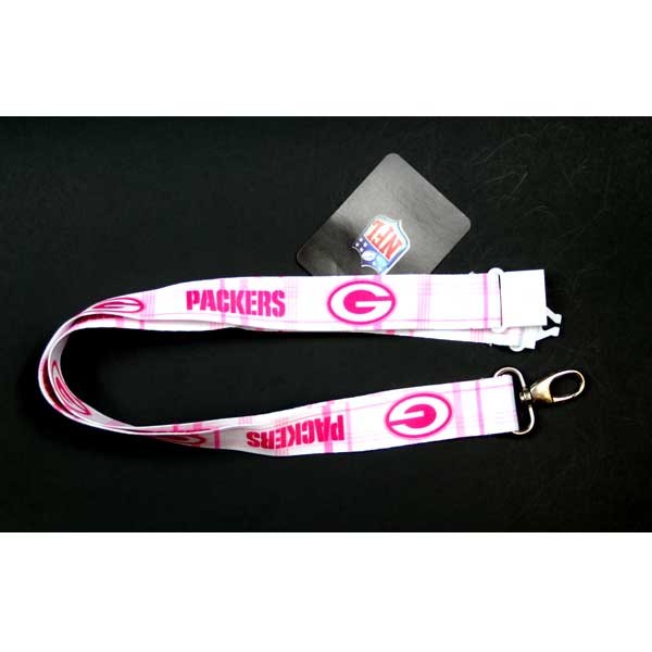 Green Bay Packers Lanyards - Pink.White Plaid Style - 6 For $15.00 - Wholesale Green Bay Packers Products - Packers Merchandise 2
