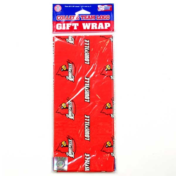 Louisville Cardinals - 3Sheet 20"x30" Pack - Wrapping Paper - 24 Packs For $24.00 - Louisville Cardinals