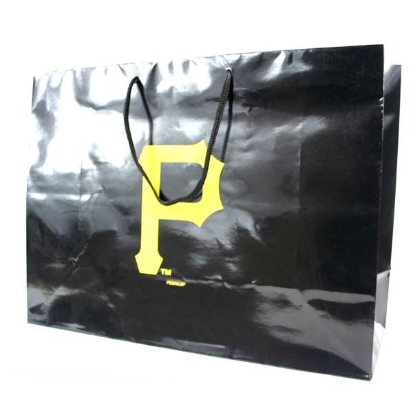 Pittsburgh Pirates Gift Bags - 16"x6"x12" Black Large - 24 For $24.00 - Wholesale Pittsburgh Pirates Products - Pirates Merchandise