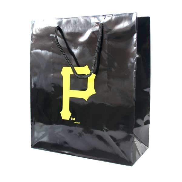 Pittsburgh Pirates Gift Bags - Black 10"x5"x12" Medium - 36 For $21.60 - Wholesale Pittsburgh Pirates Products - Pirates Merchandise