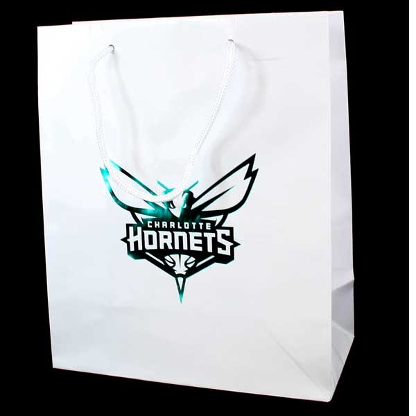 Charlotte Hornets Gift Bags - 10"x5"12" Silver Medium - 36 For $21.60 - Charlotte Hornets