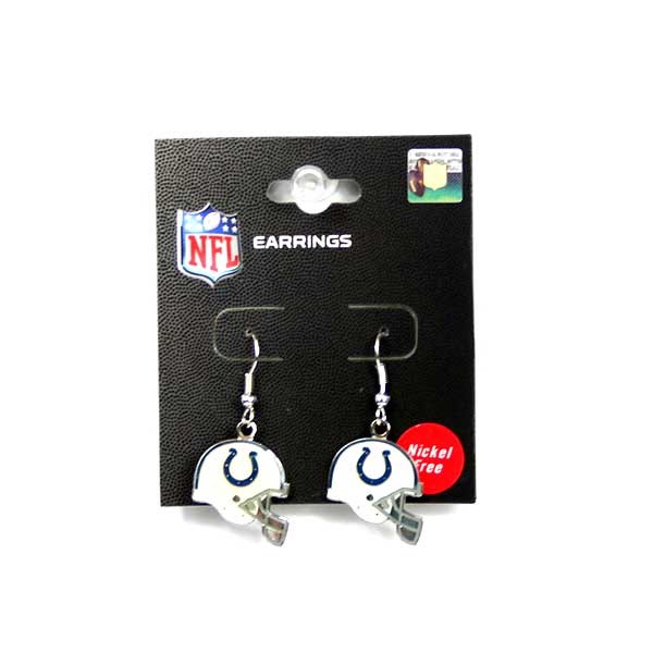 Indianapolis Colts Earrings - Helmet Style Dangle Earrings - 12 Pair For $36.00 - Wholesale Indianapolis Colts Products - Colts Merchandise