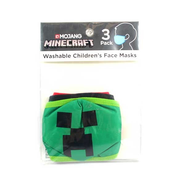 Minecraft Merchandise - 3Pack Children's Washable Masks - 60 Packs For $36.00 - Wholesale Mystery Merchandise - Wholesale John Deere - Wholesale Licensed Products