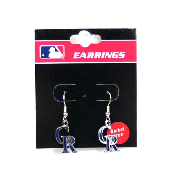 Colorado Rockies Earrings - CR Logo Dangle Style - 6 Pair For $18.00 - Wholesale Colorado Rockies Products - Rockies Merchandise 2