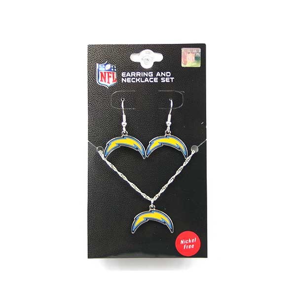 Los Angeles Chargers - Dangle Earring Necklace Set - 2 Sets For $10.00 - Wholesale Los Angeles Chargers Products - Chargers Merchandise