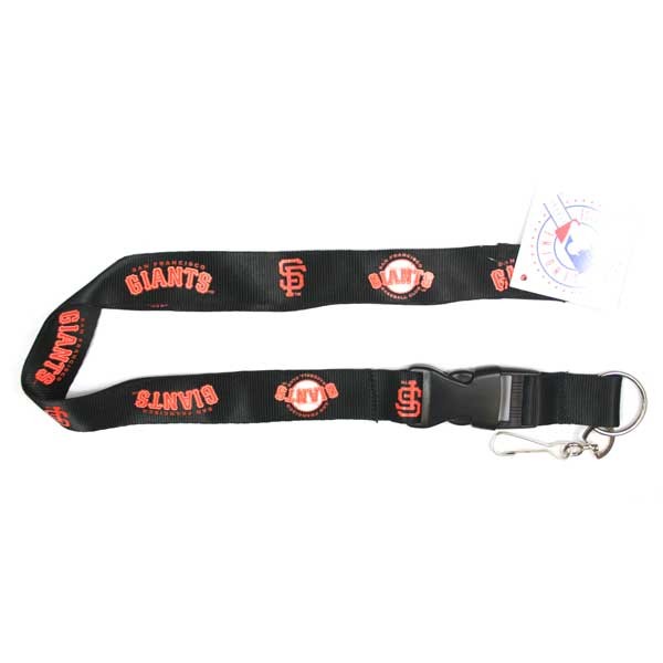 San Francisco Giants Wholesale - Black Team Color Lanyards - Velcro Closure - 6 For $15.00 - Wholesale San Francisco Giants Products - Giants Merchandise