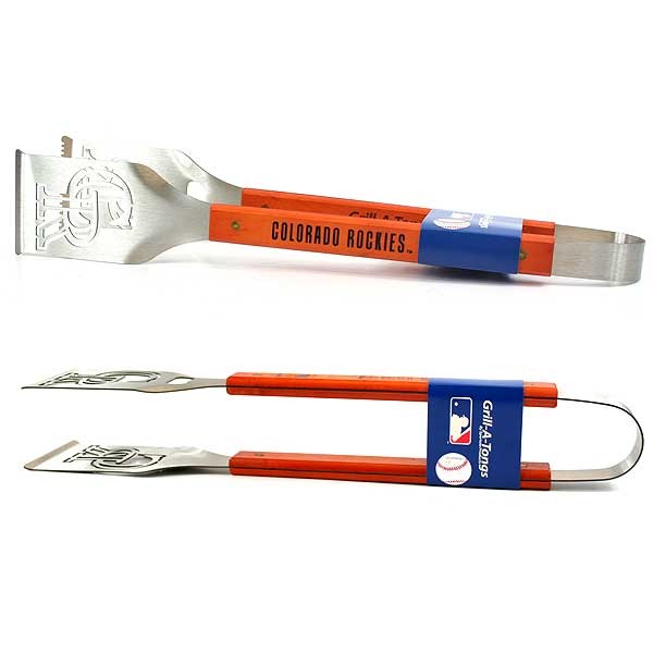 Colorado Rockies Grill A Tongs - Stainless Heavyweight Wood Handled - 2 For $13.00 - Wholesale Colorado Rockies Products - Rockies Merchandise 2