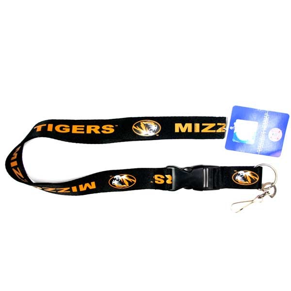 Missouri Tigers Lanyards - Black Team Color Velcro Closure - 6 For $15.00 - Missouri Tigers