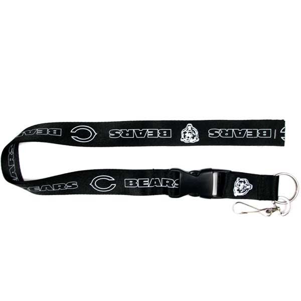 Chicago Bears Lanyards - Blackout White Letter - Velcro Closure - 6 For $18.00 - Wholesale Chicago Bears Products - Bears Merchandise
