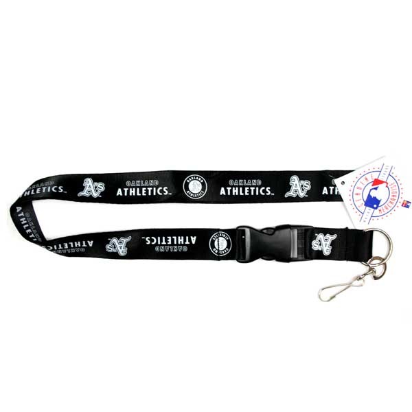 Oakland Athletics Lanyards - BlackOut White Lettered - Velcro Closure - 6 For $15.00 - Wholesale Oakland Athletics Products - Athletics Merchandise