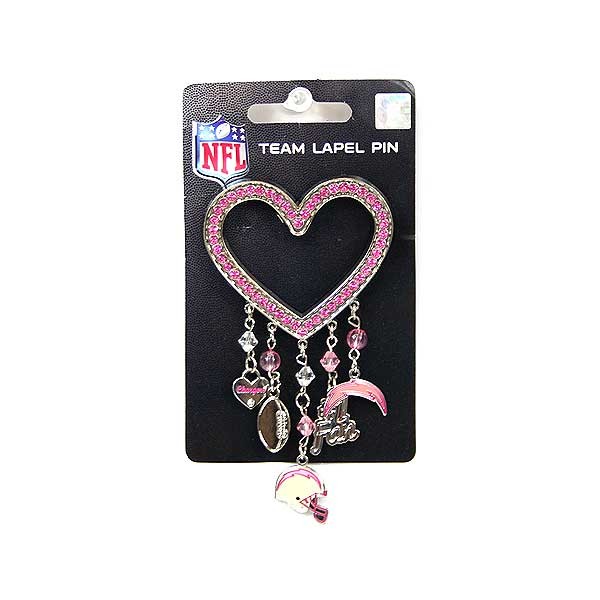 Los Angeles Chargers Jewelry - Pink Heart Lapel Pin - The Bling - 6 For $15.00 - Wholesale Los Angeles Chargers Products - Chargers Merchandise