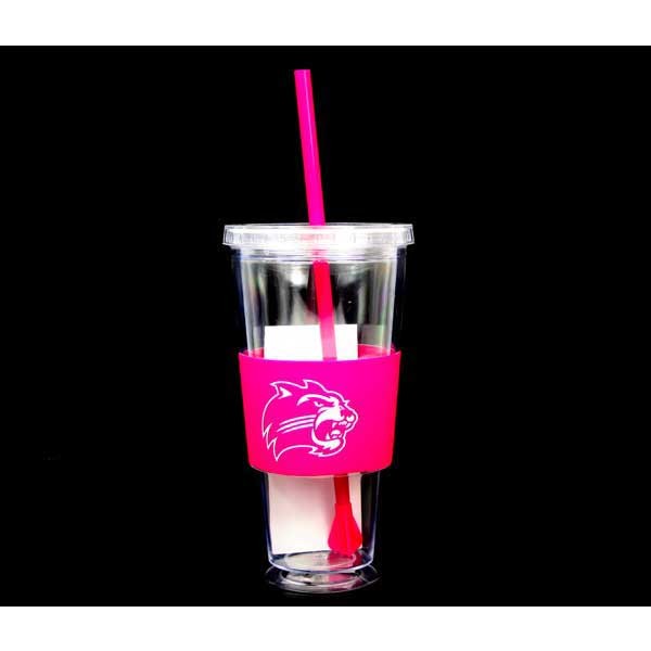 Ohio Bobcats Gear - 22OZ Pink Band Straw Tumblers - 12 For $30.00 - Ohio State