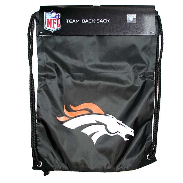 Denver Broncos Bags - Pre-Priced $5.00 - Black Classic Cinch Sacks - 12 For $30.00 - Wholesale Denver Broncos Products - Denver Merchandise 2