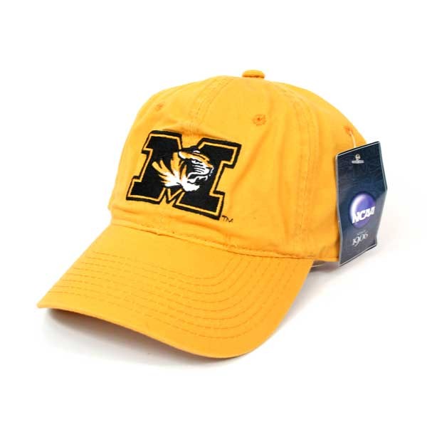 Mizzou Tigers Caps - Gold M/Tiger Logo Slouch Caps - 12 For $42.00 - Missouri Tigers
