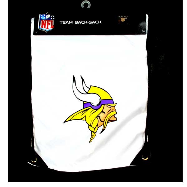 Minnesota Vikings Bags - White Classic Cinch Sacks - Pre-Priced $5.00 - 12 For $30.00 - Wholesale Minnesota Vikings Products - Vikings Merchandise 2