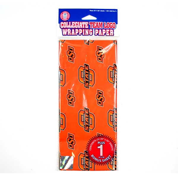 Oklahoma State Wrapping Paper - 3Sheets of 30"x20" Per Pack - 36 Packs For $18.00 - Oklahoma State