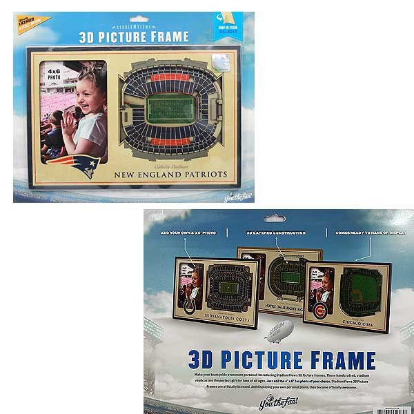 New England Patriots Products - 12"x8" - 3D Stadium View Picture Frame - 2 For $12.00 - Wholesale New England Patriots - Patriots Merchandise