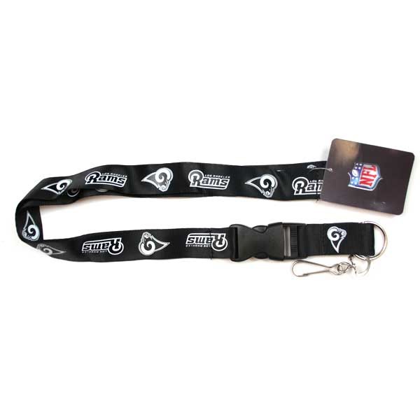 Los Angeles Rams - Black Lanyards White Script - 6 For $18.00 - Wholesale Los Angeles Rams Products - Rams Merchandise 2