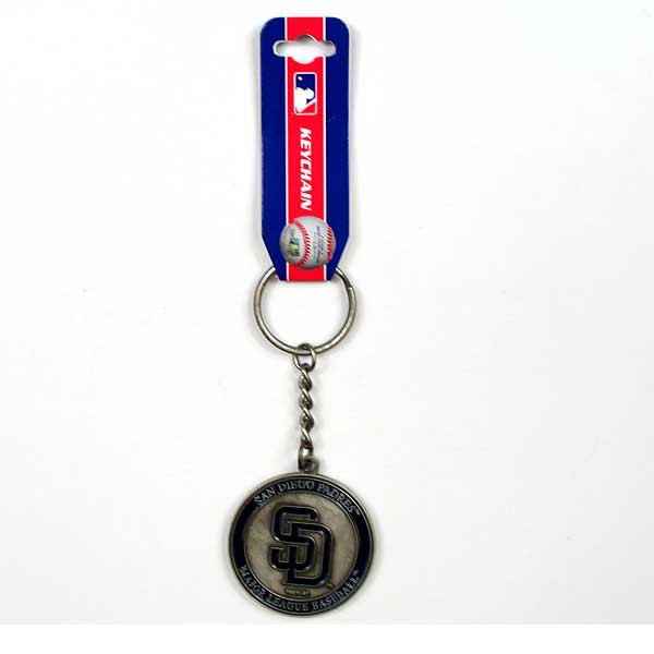 San Padres Keychains - Metal Round Logo - 12 For $12.00 - Wholesale San Diego Padres Products - Padres Merchandise
