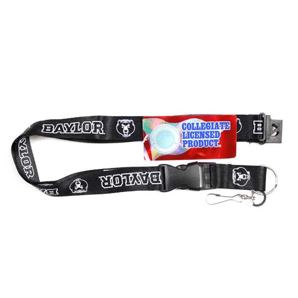 Baylor Bears Lanyards - Black Lanyards White Text - 12 For $24.00 - Baylor Bears