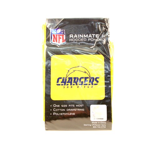 Blowout - SAN DIEGO Chargers Ponchos - Hooded One Size Fits All - 12 For $6.00 - Wholesale Los Angeles Chargers Products - Chargers Merchandise
