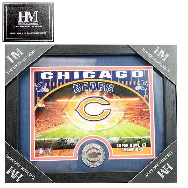 Chicago Bears Collectibles - 11"x9" Photo Frame With Minted Coin - Highland Mint - 2 For $24.00 - Wholesale Chicago Bears Products - Bears Merchandise 2