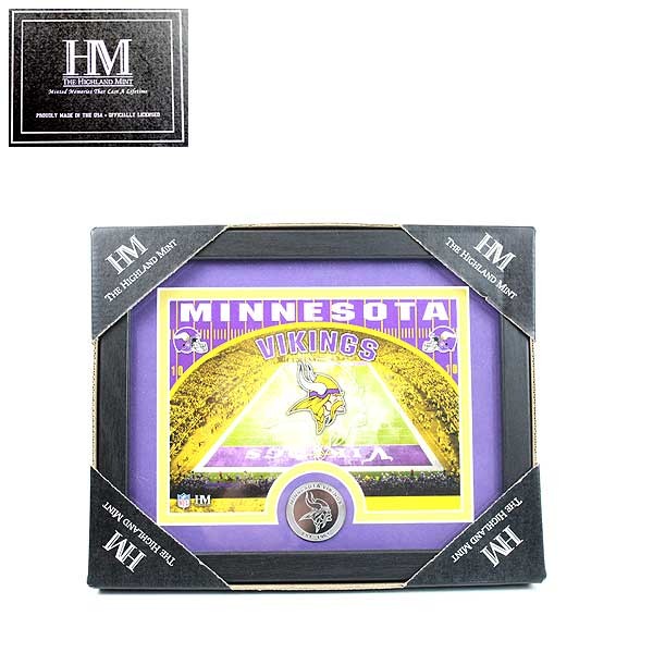 Minnesota Vikings Collectibles - 11"x9" Photo Frame With Minted Coin - Highland Mint - 2 For $24.00 - Wholesale Minnesota Vikings Products - Vikings Merchandise