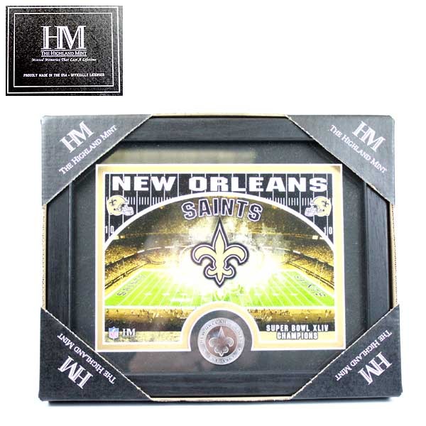 New Orleans Saints Collectibles - 11"x9" Photo Frame With Minted Coin - Highland Mint - 2 For $24.00 - Wholesale New Orleans Saints Product - Saints Merchandise