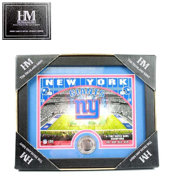 New York Giants Collectibles - 11"x9" Photo Frame With Minted Coin - Highland Mint - 2 For $24.00 - Wholesale New York Giants Product - Giants Merchandsie