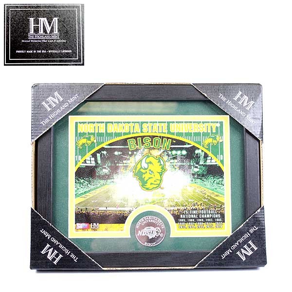 North Dakota State Bisons Collectibles - 11"x9" Photo Frame With Minted Coin - Highland Mint - 2 For $24.00 - North Dakota State