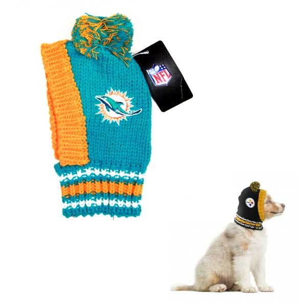 Miami Dolphins Pet Products - Pet Knit Beanies - 6 For $30.00 - Wholesale Miami Dolphins Products - Dolphins Merchandise