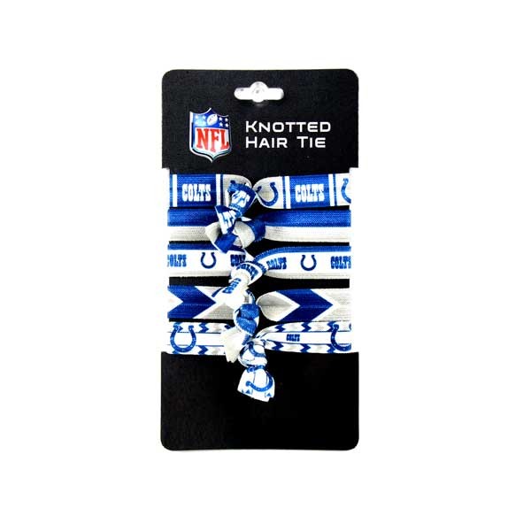Indianapolis Colts Hair Products - 5Pack Knotted Hair Ties - 12 Packs For $18.00 - Wholesale Indianapolis Colts Products - Colts Merchandise 2