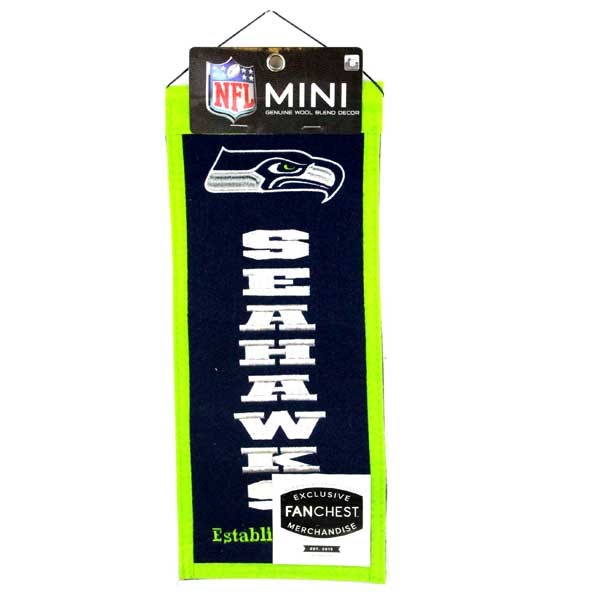 Seattle Seahawks Banners - 6"x15" Wool Blend Embroidered - 6 For $21.00 - Wholesale Seattle Seahawks Product - Seahawks Merchandise