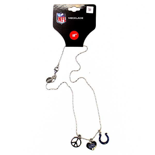 Indianapolis Colts Necklaces - 18" Metal 3Charm Peace Series Necklaces - 6 For $21.00 - Wholesale Indianapolis Colts Products - Colts Merchandise 2