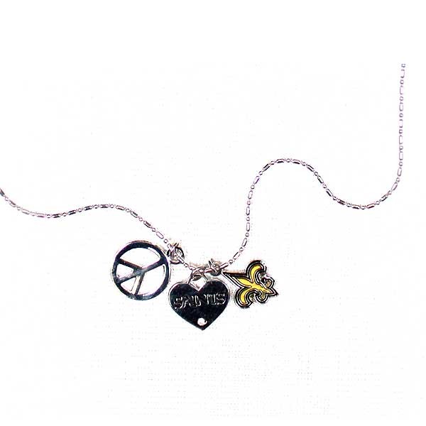 New Orleans Saints Necklaces - 18" Metal 3Charm Peace Series - 6 For $21.00 - Wholesale New Orleans Saints Product - Saints Merchandise 2