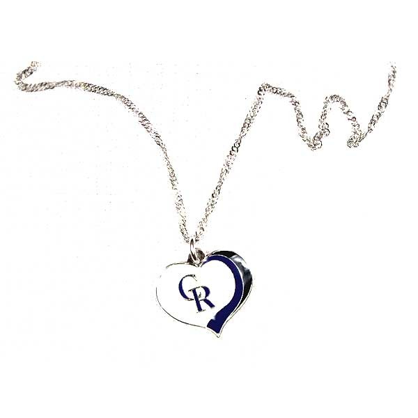 Colorado Rockies Necklaces - 18" Metal Necklace With Heart Pendant - 6 For $21.00 - Wholesale Colorado Rockies Products - Rockies Merchandise