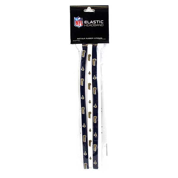 Los Angeles Rams Hair Accessories - 3Pack Elastic Headband Set - 12 Sets For $18.00 - Wholesale Los Angeles Rams Products - Rams Merchandise