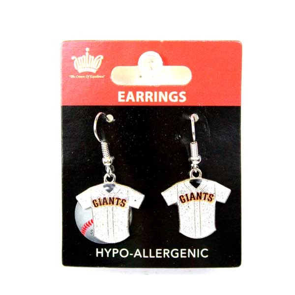 San Francisco Giants Earrings - Bling Jersey Dangle Style - 6 Pair For $42.00 - Wholesale San Francisco 49ers Product - 49ers Merchandise