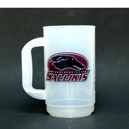 Blowout - SIU Carbondale - Salukis - White Plastic Clear Tankard - 12 For $24.00 - SIU Salukis