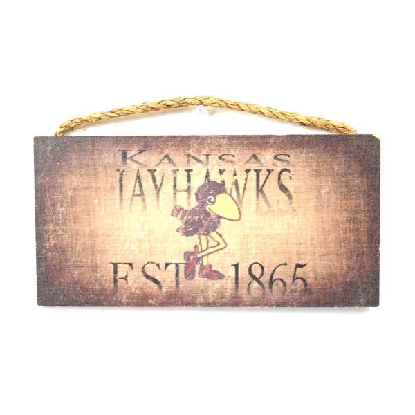 Kansas Jayhawks Signs - EST 1865 Grain Style - 10"x5" Wood Signs - 6 For $21.00 - Kansas Jayhawks