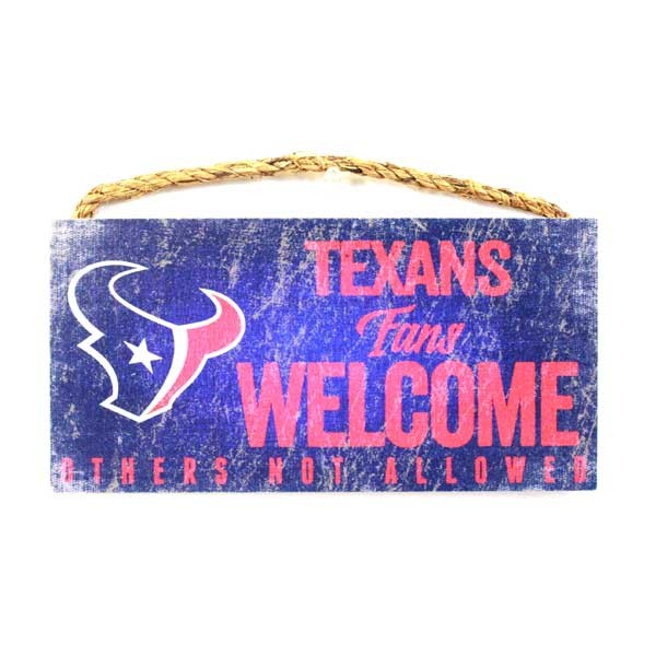 Houston Texans Signs - 10"x5" Welcome Fan Style Wood Signs - 6 For $21.00 - Wholesale Houston Texans Products - Texans Merchandise