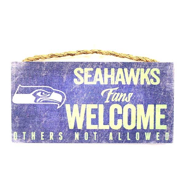 Seattle Seahawks Signs - 10"x5" Welcome Fan Style Wood Signs - 6 For $21.00 - Wholesale Seattle Seahawks Product - Seahawks Merchandise