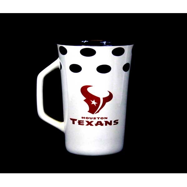 Houston Texans Ceramic Mugs - 14OZ DOTS Style - 4 For $20.00 - Wholesale Houston Texans Products - Texans Merchandise