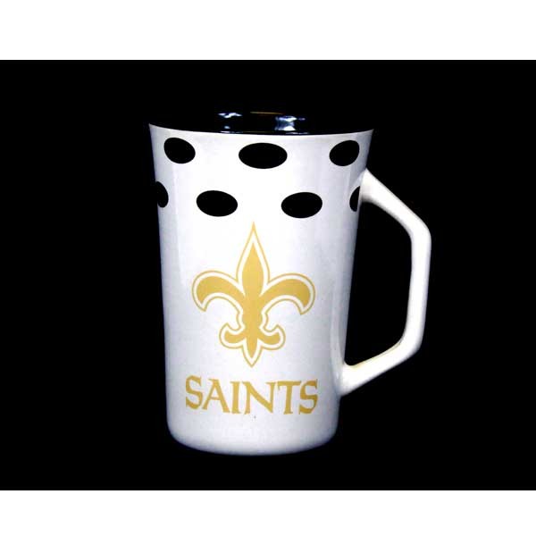 New Orleans Saints Ceramic Mugs - 14OZ DOTS Style - 4 For $20.00 - Wholesale New Orleans Saints Product - Saints Merchandise 2