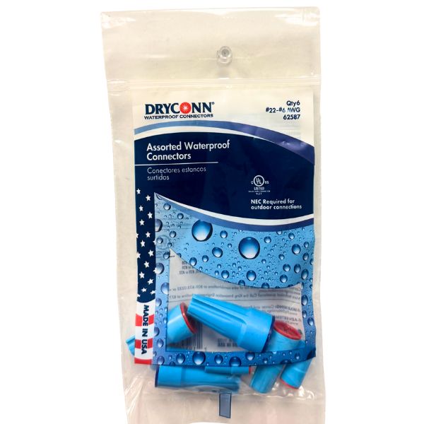 Dryconn Waterproof Connectors - #62586 - 6Pack Assorted Sizes - Outdoor Connectors - 12 Packs For $30.00