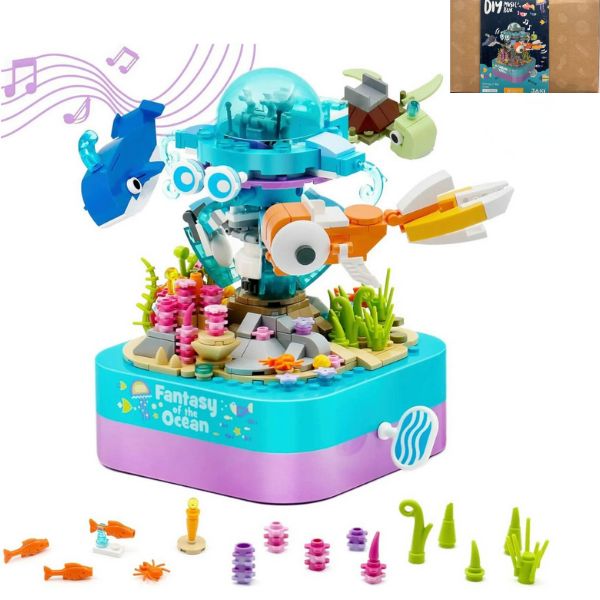 Jaki Toys - DIY STEM Music Box Kit - 515PC Build Your Own Music Box - Fantasy Ocean - 4 Kits For $30.00